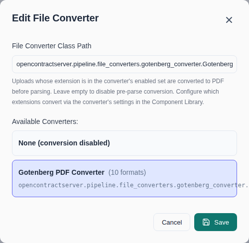 File Converter picker — Gotenberg selected