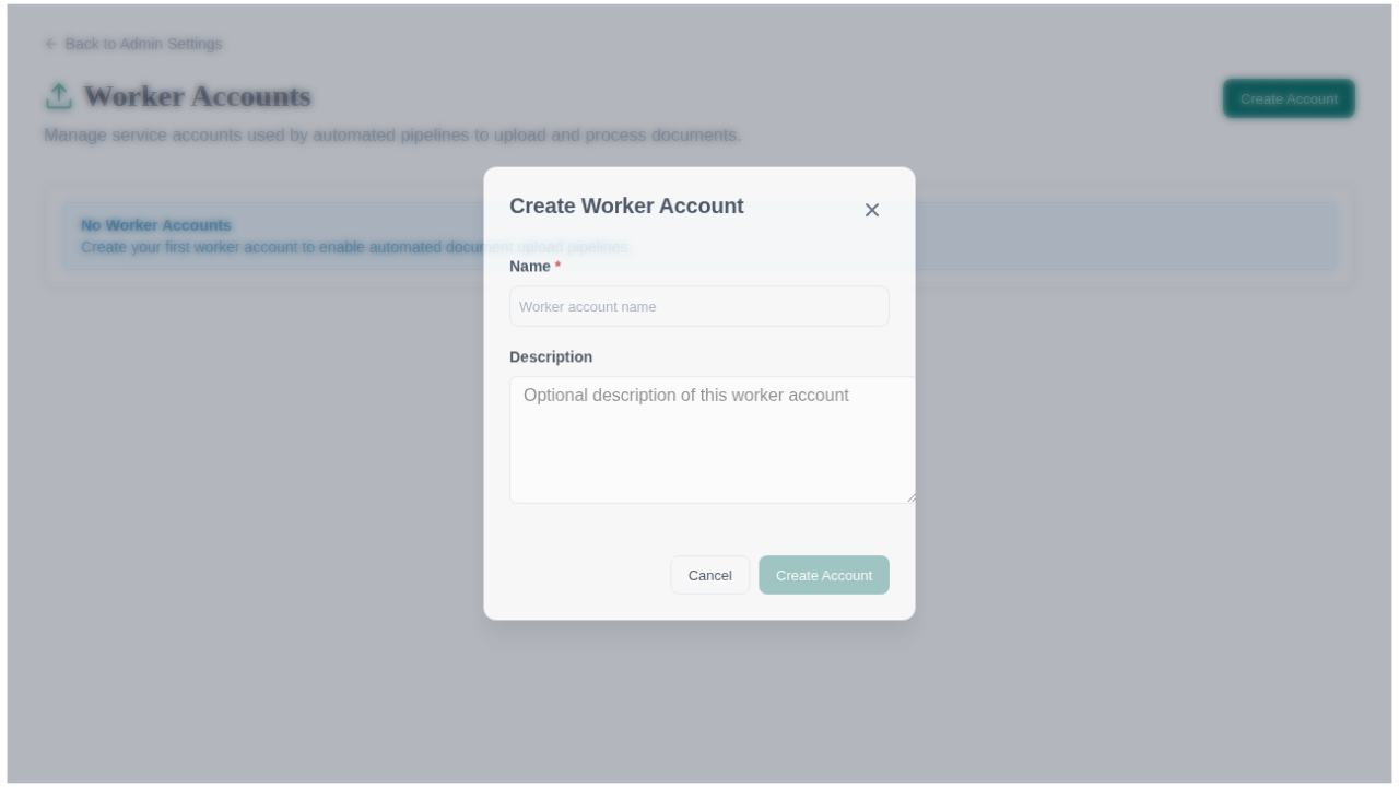 Create Worker Account modal