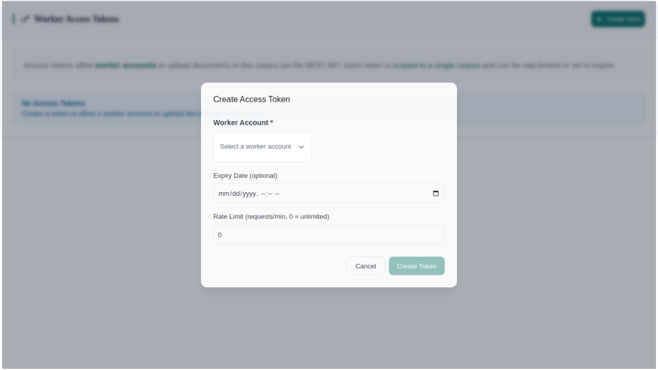 Create Access Token modal