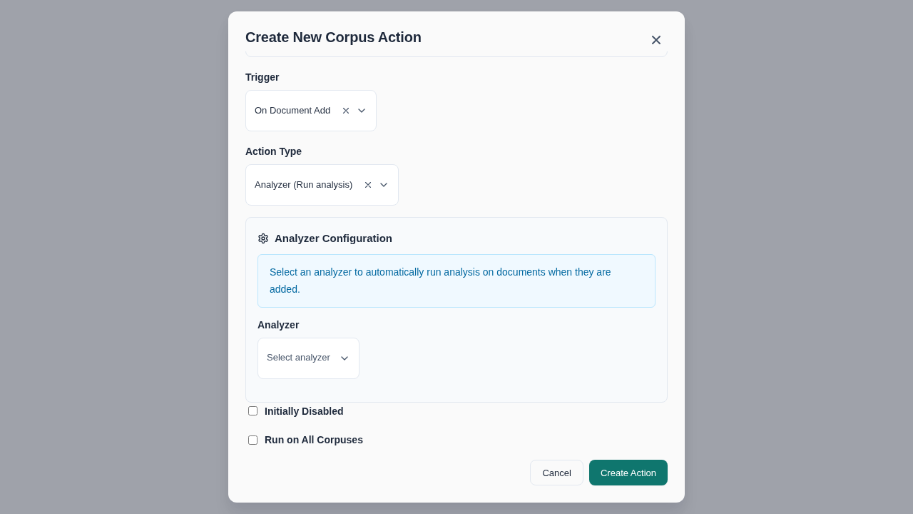 Create Action - Analyzer