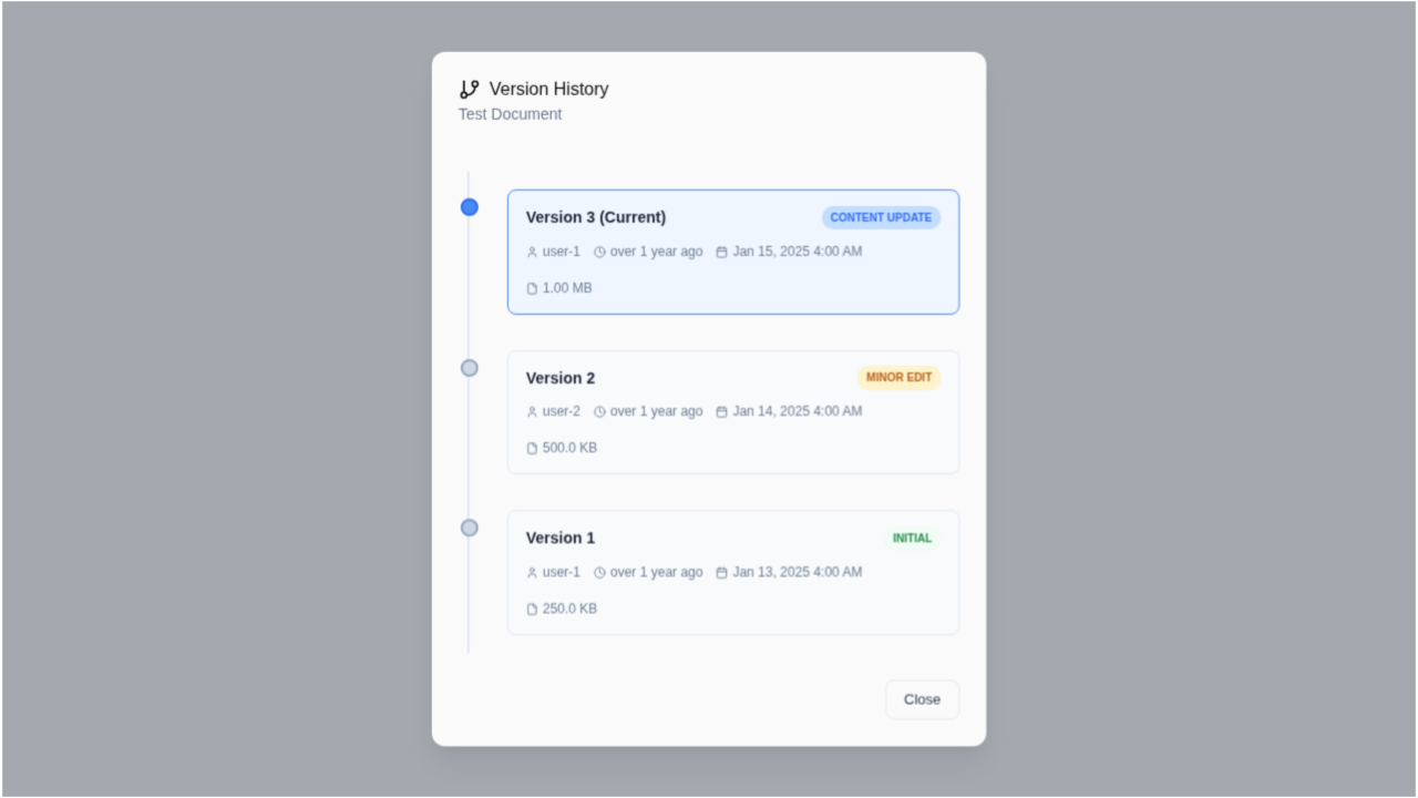 Version History Panel